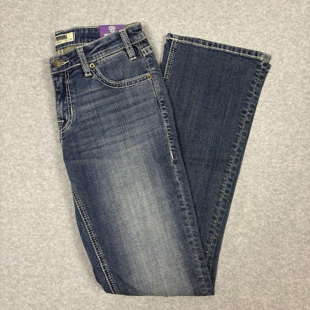 Rock & Roll Denim Jeans Womens 28X32 Bootcut Flare Western Rhinestone Y2K - Picture 9 of 11